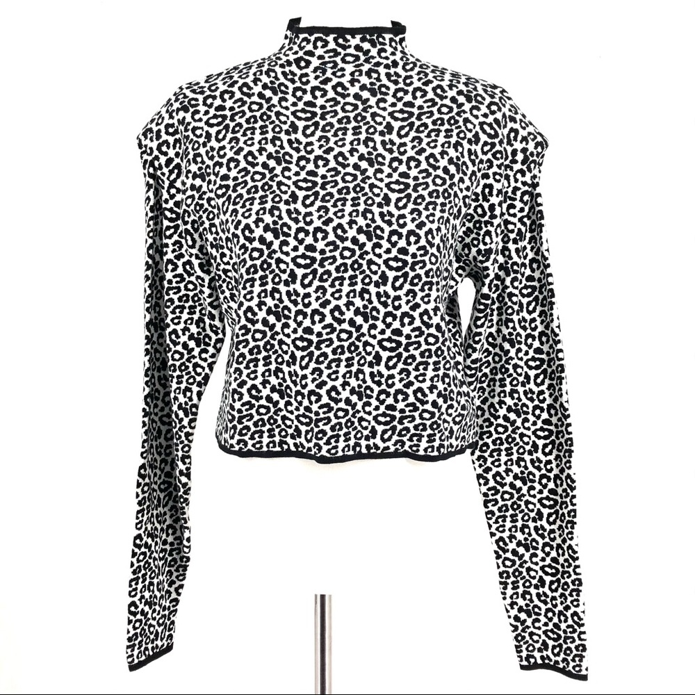 Culpos X INC Black White Leopard Print Sweater - Picture 2 of 9